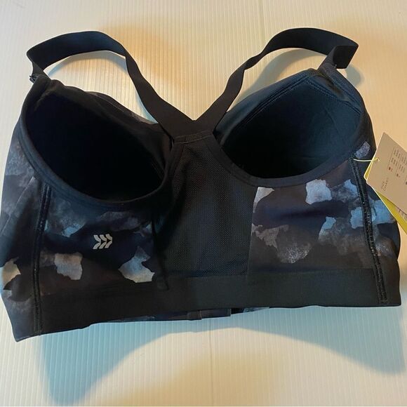 All in Motion High Support impact Black gray Print mesh camo Zip Front Bra 36DD - Picture 4 of 8